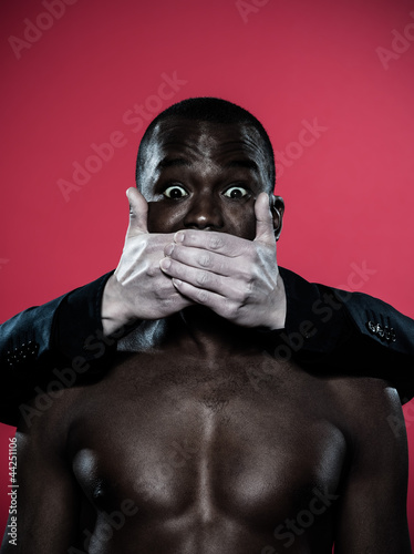 Photo: african man Freedom of speech concept african man Freedom of speech concept