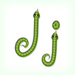 Vector: Snake font. Letter J Snake font. Letter J