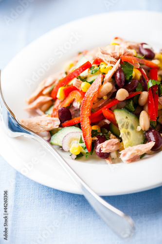 Photo: Mixed vegetable salad with tuna Mixed vegetable salad with tuna