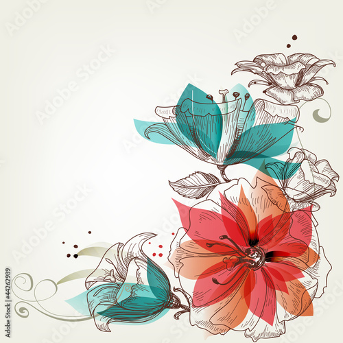 Vector: Vintage flowers background Vintage flowers background