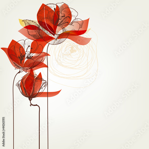 Vector: Vector flowers greeting card Vector flowers greeting card