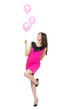 Young full body woman with pink balloons