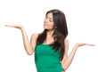 Foto: Woman with comparing hand position Woman with comparing hand position