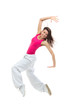 modern slim hip-hop style woman dancer break dancing