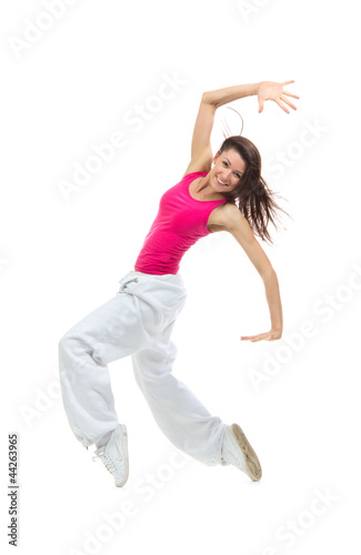 Photo: modern slim hip-hop style woman dancer break dancing modern slim hip-hop style woman dancer break dancing