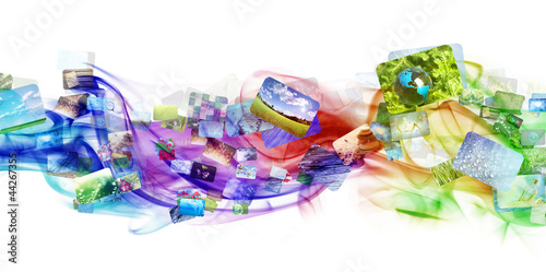 Illustration: Colorful smoke with images Colorful smoke with images