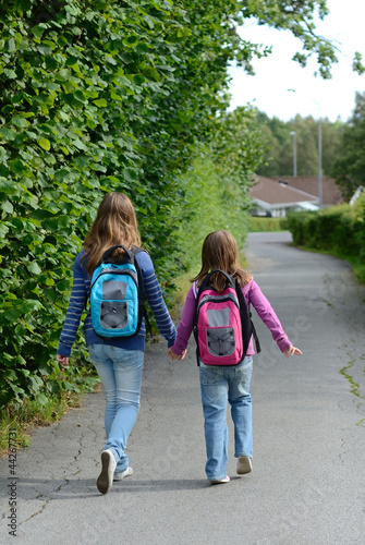 Photo: Vertical view for children on the way to school Vertical view for children on the way to school