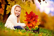 Photo: preschool little girl with autumn leaves in the beauty park preschool little girl with autumn leaves in the beauty park
