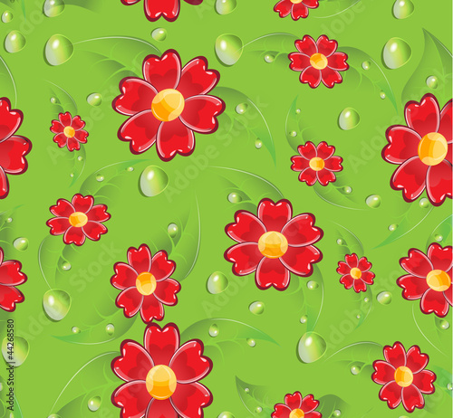 Vector: Seamless red flowers Seamless red flowers