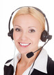Foto: Cheerful call center operator Cheerful call center operator