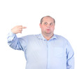 Fat Man in a Blue Shirt, Showing Obscene Gestures