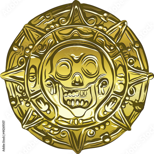Vector: vector gold Money pirate coin with a skull vector gold Money pirate coin with a skull