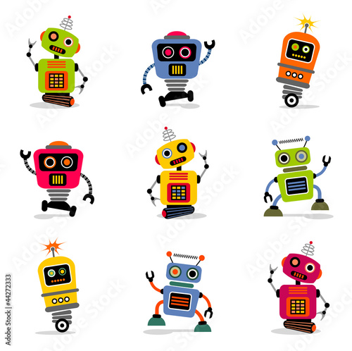 Vector: et of cute vector retro robots 2 et of cute vector retro robots 2