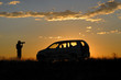 Sonnenuntergang in der Kalahari
