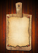 Old Notebook Cutting Board on Wood Background