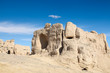 the jiaohe ruins against a blue sky