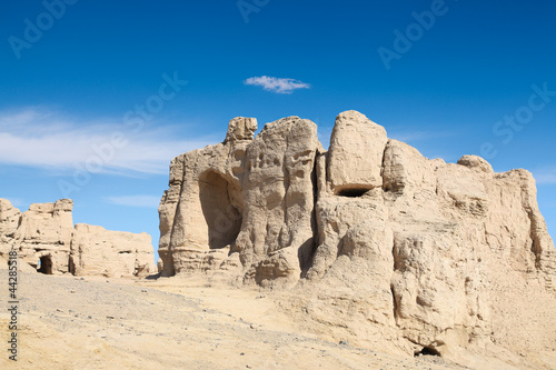 Photo: the jiaohe ruins against a blue sky the jiaohe ruins against a blue sky