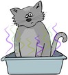 Illustration: Cat in a litter box Cat in a litter box