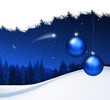 Weihnachtskarte mit blauen Kugeln