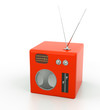 vintage radio on white background