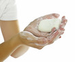Photo: hands and soap on white background hands and soap on white background