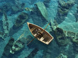 Illustration: boat sails through the graveyard of sunken boats boat sails through the graveyard of sunken boats
