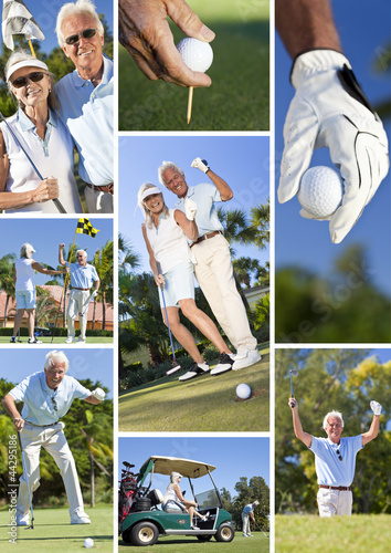 Photo: Happy Senior Couple Playing Golf Montage Happy Senior Couple Playing Golf Montage