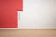 Illustration: Wand wird rot gestrichen Wand wird rot gestrichen