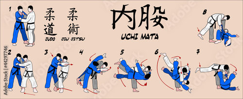 Vector: judo Inner thigh reaping throw judo Inner thigh reaping throw