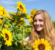 Beautiful woman with sunflowers