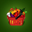 Vector: shopping basket with bunch of vegetables shopping basket with bunch of vegetables