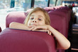 Closeup portrait of girl on bus seat
