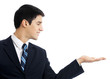 Business man showing, isolated