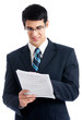 Businessman with documents, isolated
