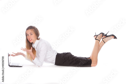 Photo: Girl with computer Girl with computer