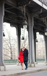 Romantic couple kissing on the Bir-Hakeim bridge in Paris