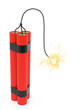 Ilustración: Dynamite with burning wick on white Dynamite with burning wick on white
