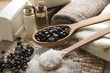 Aromatic spa coffee set with sea salt and soap