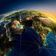 Main air routes in the Middle East and India