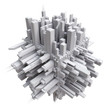 3d city on cube