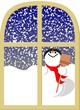 Snowman and window