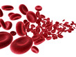 streaming blood cells isolated on white
