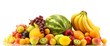 Assortment of exotic fruits isolated on white