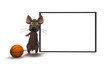 3D Mouse with basketball and sign