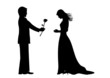 Young man giving a rose to beautiful girl,vector file