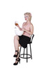 Sexy Retro Woman Cooking while Drinking