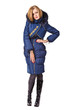Fashion woman in red down-padded coat, isolated