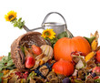 Thanksgiving bounty with an old watering pot