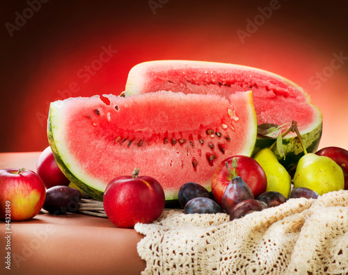 Photo: Watermelon. Autumn Fruits Still-life Watermelon. Autumn Fruits Still-life