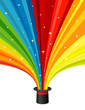 Magic hat with rainbow rays. Vector illustration.